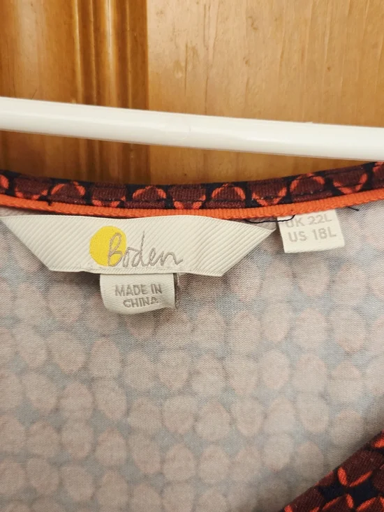 Boden Raspberry Pink Patterned Long Sleeve Dress - Picture 3 of 3